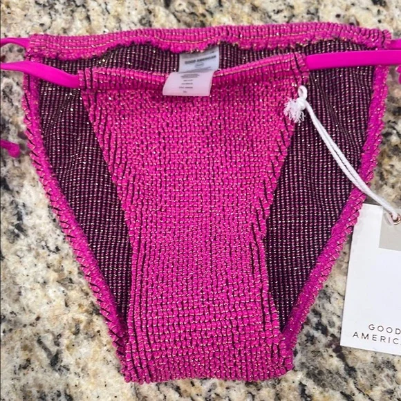 Good American Swim Always Fits Tiny Ties Metallic Bikini Bottoms NWT - Picture 8 of 12